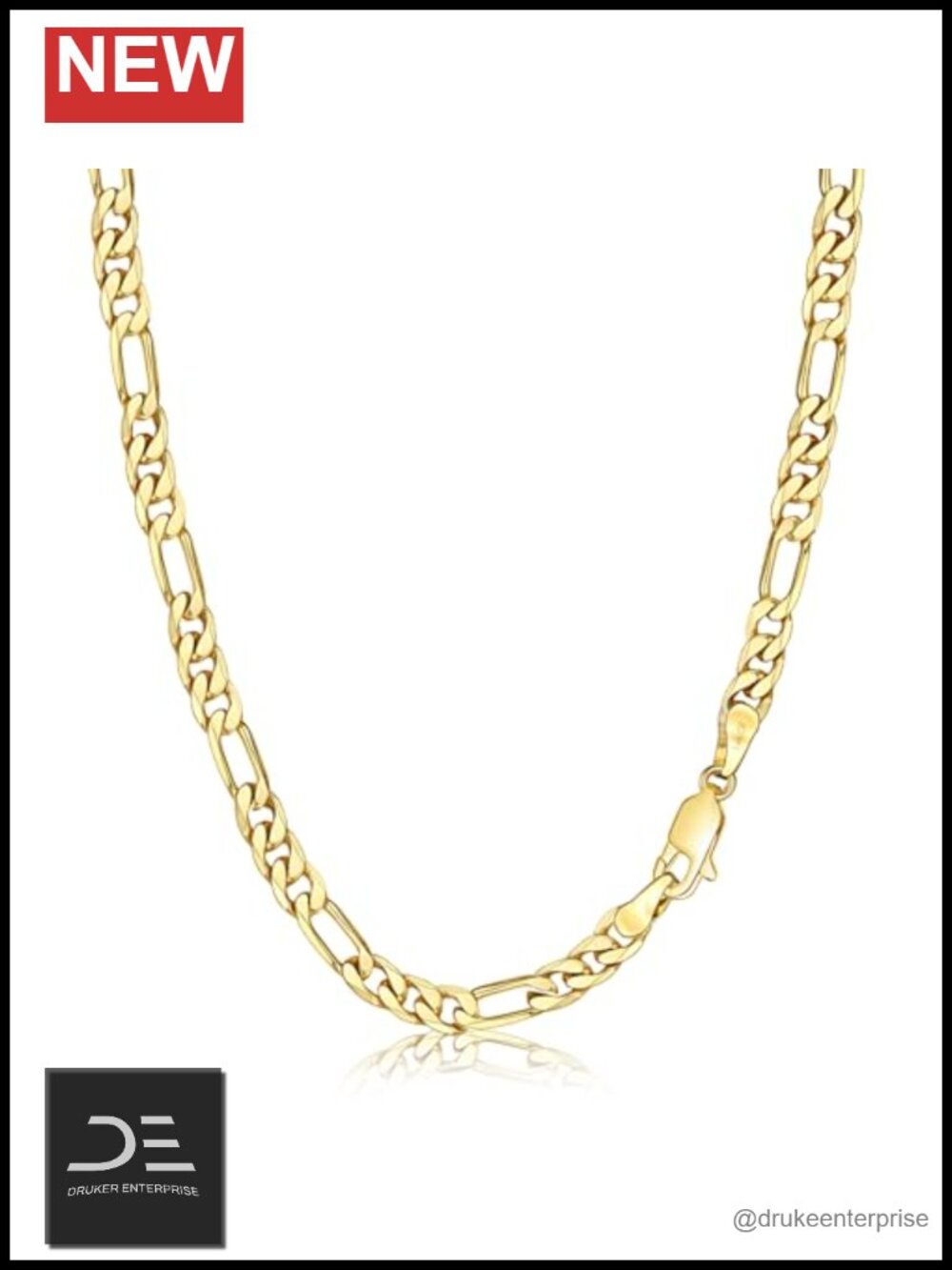 14K Gold Figaro Chain Necklace 3mm 5mm Women Men